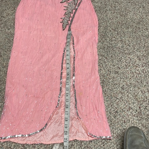 Vintage 100% silk beaded/sequinned gown - Picture 9 of 11